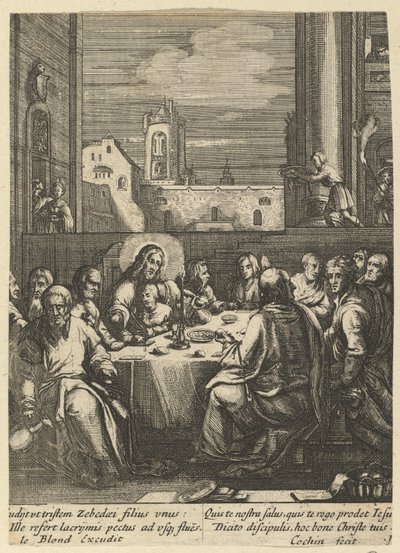 Az utolsó vacsora, Krisztus szenvedéséből, 17. század közepe. alkotó: Nicolas Cochin