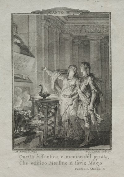 Merlin barlangjában, a varázsló, 1771. alkotó: Nicolas Delaunay