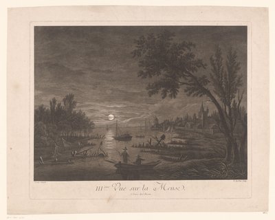 Éjszakai kilátás a Maasra halászokkal III.ème Vue sur la Meuse. (cím a tárgyon) alkotó: Nicolas Dufour