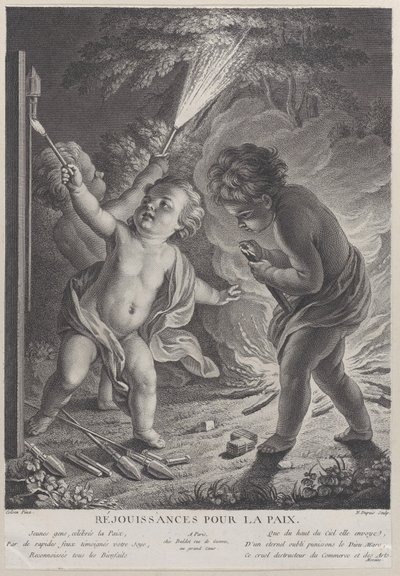 Békét ünnepelnek Békét ünnepelnek, három putti tűzijátékkal, 1745-71., 1745-71. alkotó: Nicolas Gabriel Dupuis