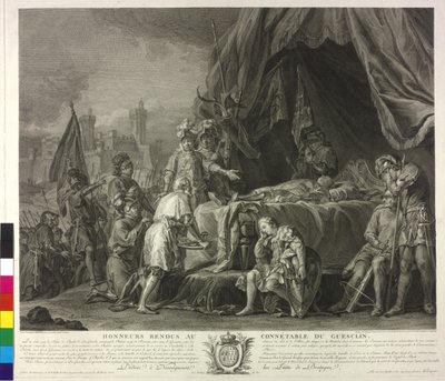 Bertrand Duguesclin holtteste (metszet) alkotó: Nicolas Guy Brenet