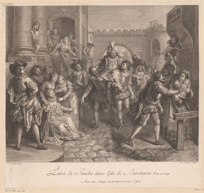 Sancho belépése Barataria szigetére A La Mancha-i Don Quijote története (sorozat címe) alkotó: Nicolas Henri Tardieu
