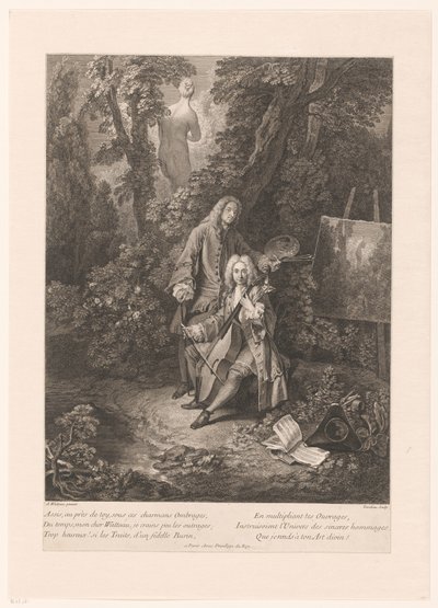 Két vitéz férfi egy parkos tájon alkotó: Nicolas Henri Tardieu