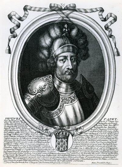 Hugues I. Capet (941-96) francia király, a „Les Augustes Representations de tous les Rois de France Pharamondtól XIV. Lajosig”, Párizs, 1679 alkotó: Nicolas II de Larmessin
