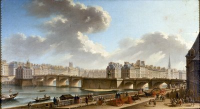 A Pont-Neuf és a város a Quai de Conti felől nézve, 1772. alkotó: Nicolas Jean Baptiste Raguenet