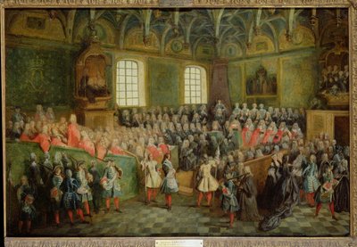 Az igazságszolgáltatás ágya a parlamentben, XV. Lajos többségénél (1710-74), 1723. február 22. alkotó: Nicolas Lancret