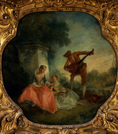 Zenei óra lanttal, Nicolas Lancret (1690-1743), Franciaország alkotó: Nicolas Lancret