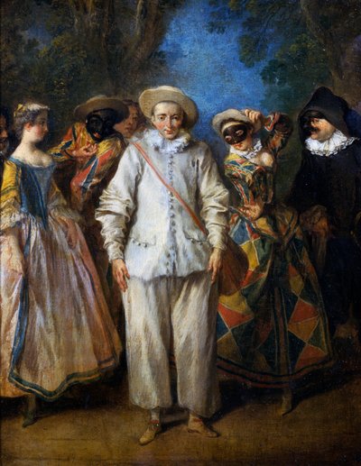 Az olasz komédia szereplői, Nicolas Lancret (1690-1743), olaj, tábla, 25,5x22 cm. Franciaország alkotó: Nicolas Lancret