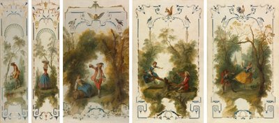 Falpanelek: Kertész, Kertészet, Szőlőbirtok, Likóka, Hina alkotó: Nicolas Lancret