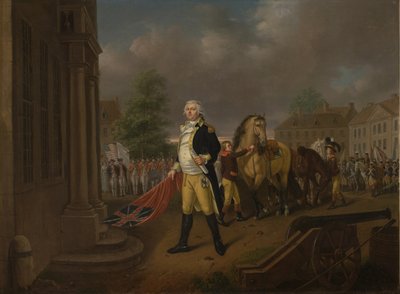 Humphreys tábornok átadja a Yorktownban elvitt szabványokat a philadelphiai Kongresszusi Központba alkotó: Nicolas Louis Albert Delerive