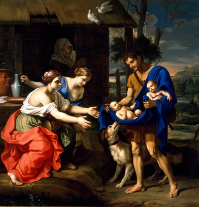 A pásztor Faustulus elhozza Romulust és Remust a feleségéhez alkotó: Nicolas Mignard