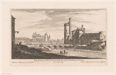 Kilátás a Louvre-ra Veue du Louvre et de la Porte de Nesle (...) (cím a tárgyon) alkotó: Nicolas Perelle