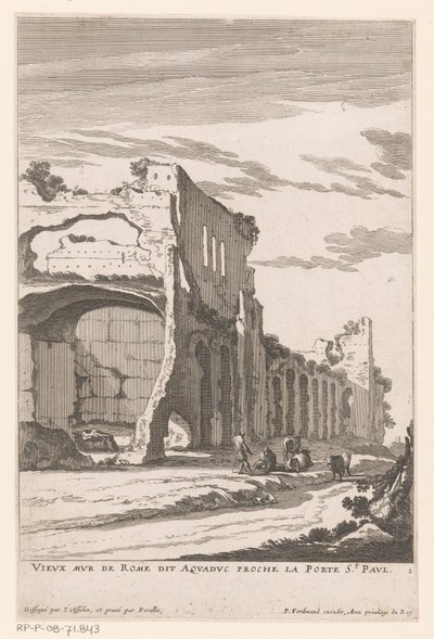 Egy vízvezeték romjai Rómában Vieux Mur de Rome dit Aquaduc proche la Porte St. Paul (cím a tárgyon) alkotó: Nicolas Perelle