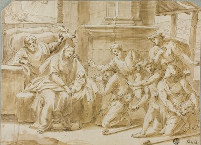A pásztorok imádása alkotó: Nicolas Poussin
