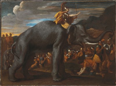 Hannibál elefánton kel át az Alpokon alkotó: Nicolas Poussin