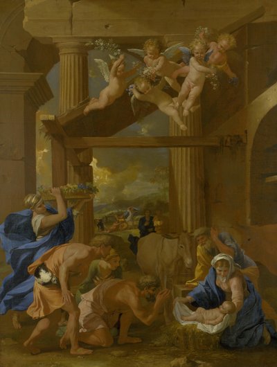 A pásztorok imádása alkotó: Nicolas Poussin