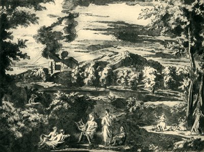 Táj Orpheusszal és Euridikével, 17. század közepe, 1943. alkotó: Nicolas Poussin