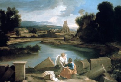 Táj Szent Mátéval és az angyallal, 1645 alkotó: Nicolas Poussin