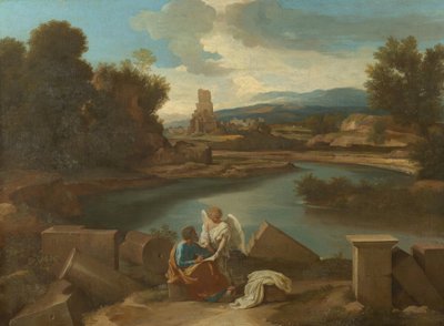 Táj a római Campagnából, Mátéval és az angyallal alkotó: Nicolas Poussin