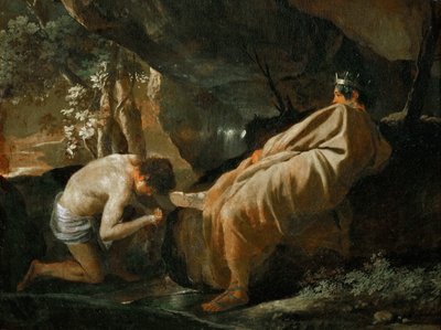 Midas a Pactolus folyó forrásánál, 1627 körül. alkotó: Nicolas Poussin