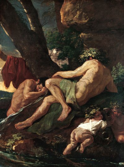 Midasz mosása a Pactolus forrásánál alkotó: Nicolas Poussin
