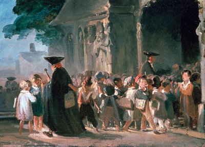 Gyerekek a templomajtóban, c1817-1845. alkotó: Nicolas Toussaint Charlet