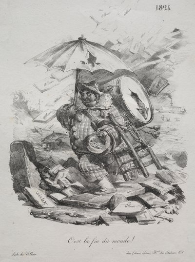 Litográfiai vázlatok: itt a világ vége! (homlokzat) alkotó: Nicolas Toussaint Charlet