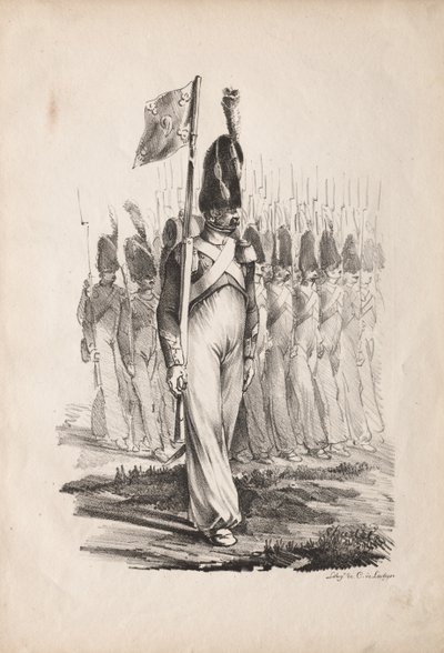 Katonai viseletek: Carabiner Sargent, Általános útmutató, 1817-1818. alkotó: Nicolas Toussaint Charlet