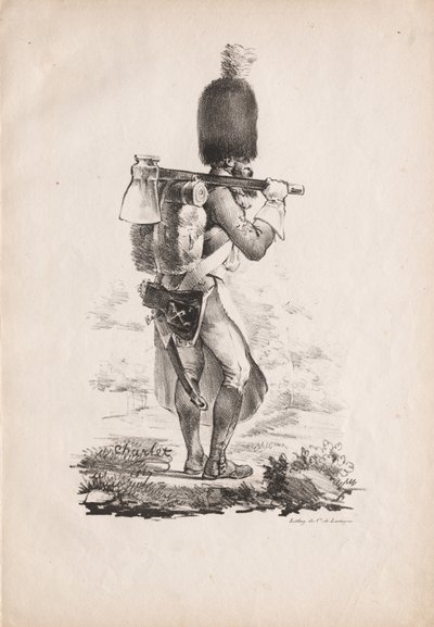 Katonai viseletek: Infantry Sapper, 1817-1818. alkotó: Nicolas Toussaint Charlet