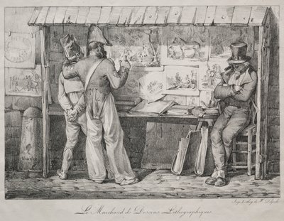 A litográfia kereskedő. alkotó: Nicolas Toussaint Charlet