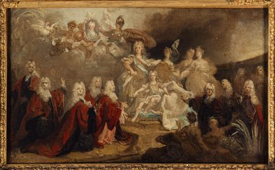 Allegória XV. Lajos eljegyzéséről a spanyolországi Marie-Anne-Victoire infánsnővel (1722), 1722-ben (olaj, vászon) alkotó: Nicolas de (workshop) Largilliere
