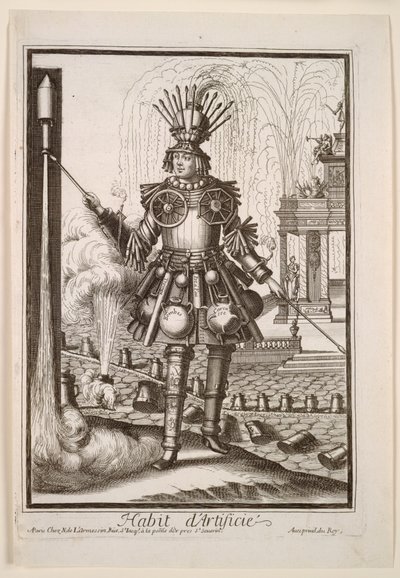 Fantasztikus jelmezek: A tűzijátékkészítő jelmeze, c. 1690. alkotó: Nicolas de Larmessin II