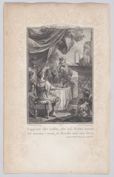 26. ének, 39. strófa, Orlando Furioso, 1774., 1774. alkotó: Nicolas de Launay