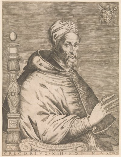 XIV. Gergely pápa portréja ül Gergely XIII Pon. Max. (cím a tárgyon) alkotó: Nicolaus van Aelst (attributed to)