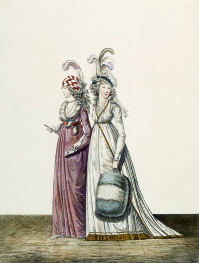Esti ruhák, 34. és 35. ábra a "The Gallery of Fashion"-ból, 1797. alkotó: Nicolaus von Heideloff