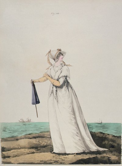 Reggeli ruha a tengerparton N. Heideloff "Gallery of Fashions"-ból, 1802 alkotó: Nicolaus von Heideloff