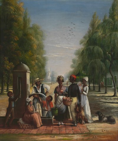 Szolgák egy szivattyúnál, kb. 1840. alkotó: Nicolino Calyo