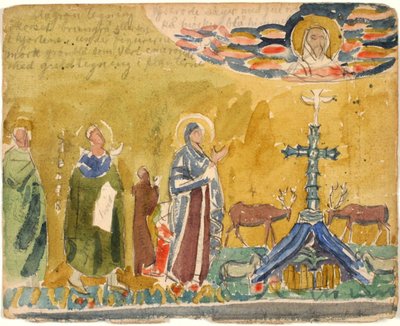 Másolat ókeresztény mozaik után, valamint jegyzetek alkotó: Niels Larsen Stevns