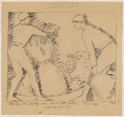 Két férfi kukoricatáblákkal alkotó: Niels Larsen Stevns