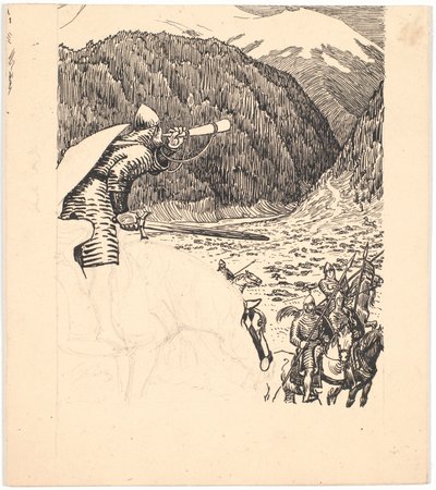 Roland megfújja a kürtjét alkotó: Niels Skovgaard
