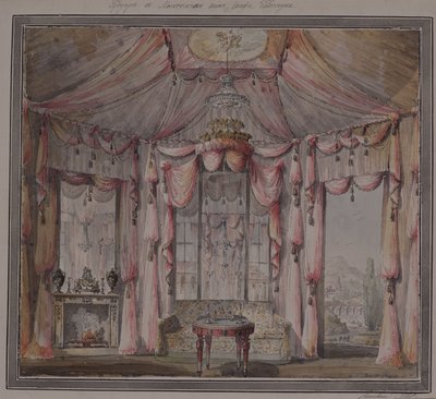 A budoár belső kialakítása a moszkvai Bezborodko gróf-házban, 1790-es évek alkotó: Nikolai Alexandrovich Lvov