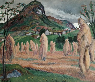 Őszi nedvesség és vándor kévék egy rúdon alkotó: Nikolai Astrup