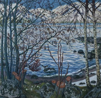 Madár a sziklán (festmény) alkotó: Nikolai Astrup