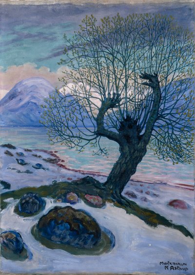 Március reggel, tavaszi éjszaka és fűz (olaj, vászon) alkotó: Nikolai Astrup