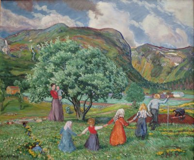 Norvég Nynorsk:  Nyári szél és játszó gyerekek
Norvég Bokmål:  A nyári szél és a játszó gyerekek alkotó: Nikolai Astrup