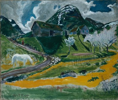 Tavasz fehér lóval alkotó: Nikolai Astrup