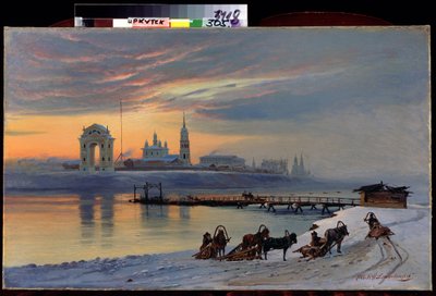 "Kilátás az Angara folyóra Irkutszkban Szibériában" Nyikolaj Florianovics Dobrovolszkij (1837-1900) festménye 1886 Állami Művészeti Múzeum, Irkutszk alkotó: Nikolai Florianovich Dobrovolsky