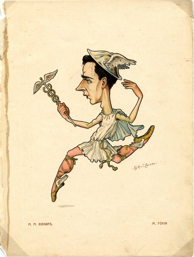 Michel Fokine balett-táncos és koreográfus Forrás: Orosz balett karikatúrákban, 1902-1905 alkotó: Nikolai Gustavovich Legat