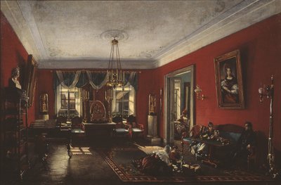 A szalon a Nashchokin-házban Moszkvában, az 1840-es évek eleje alkotó: Nikolai Ivanovich Podklyuchnikov