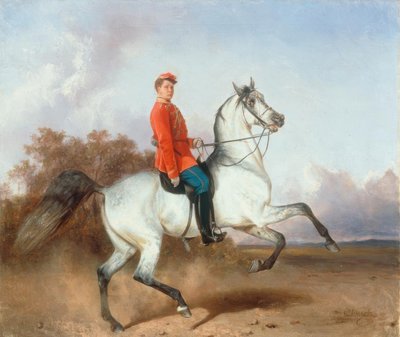 Egy huszár lovas portréja alkotó: Nikolai Jegorowitsch Swertschkow